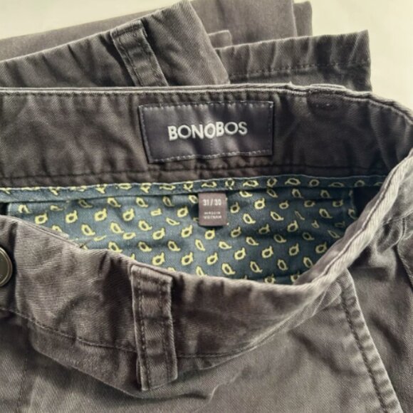 Bonobos Slim Mens Cotton Blend Flat Front Chino Pants Size 31 X 30 Gray - Picture 2 of 4